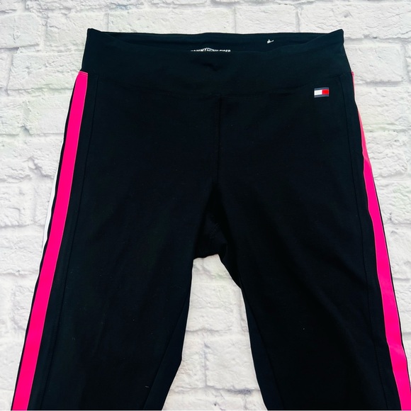 Tommy Hilfiger Sport Womans 1X Black and Pink Athletic Leggings Athleisure - Picture 2 of 11